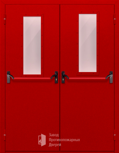 Фото двери «Двупольная с стеклом и антипаникой (красная)» в Дубне