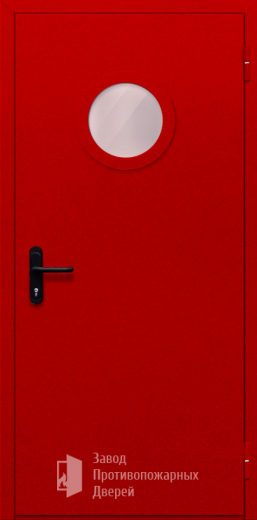 Фото двери «Однопольная с круглым стеклом (красная)» в Дубне