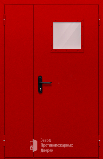 Фото двери «Полуторная со стеклопакетом (красная)» в Дубне