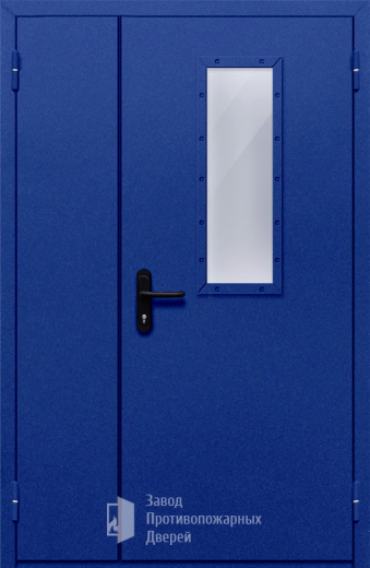 Фото двери «Полуторная со стеклом (синяя)» в Дубне