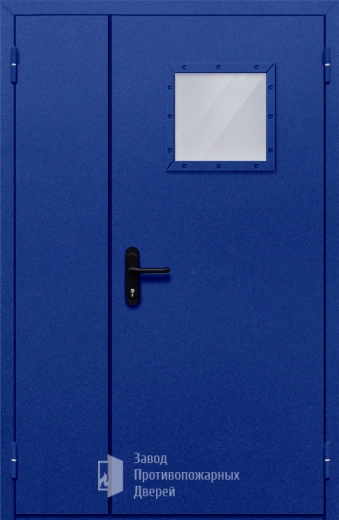 Фото двери «Полуторная со стеклопакетом (синяя)» в Дубне