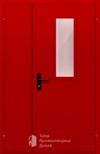 Фото двери «Полуторная со стеклом (красная)» в Дубне