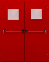 Фото двери «Двупольная со стеклопакетом и антипаникой (красная)» в Дубне