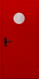 Фото двери «Однопольная с круглым стеклом (красная)» в Дубне