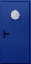 Фото двери «Однопольная с круглым стеклом (синяя)» в Дубне